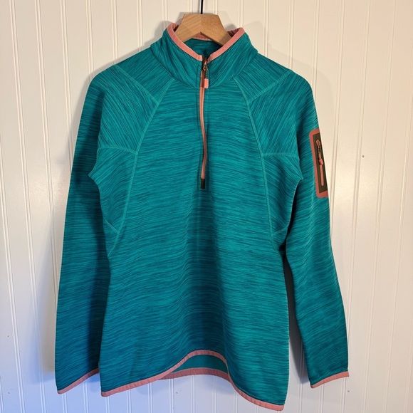 Burton Sweaters - Burton AK Women’s Turbine 1/4 Zip Fleece Sweater Pullover Teal & Pink Size Large